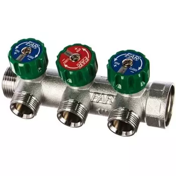 Коллектор регулирующий 1" ВР-НР 3-отвода 3/4" НР