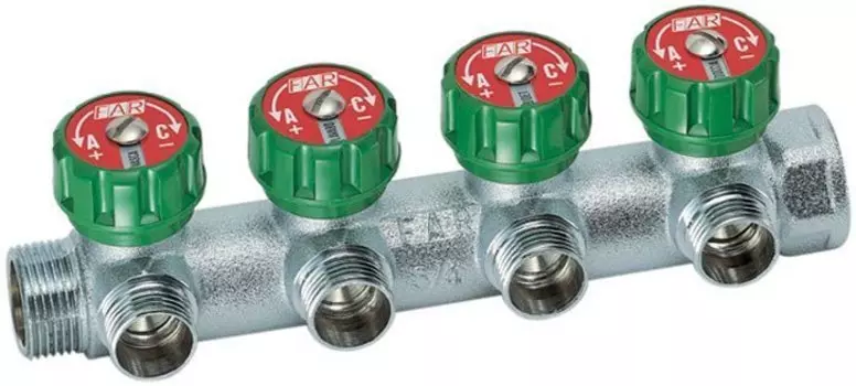 Коллектор регулирующий 1" ВР-НР 4-отвода 1/2" НР