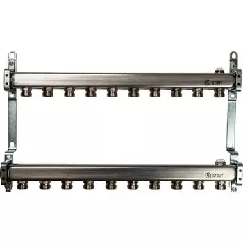 Коллекторная группа 10 выходов 1"-3/4" без расходомера (2возд. 2кронш.) нерж.сталь