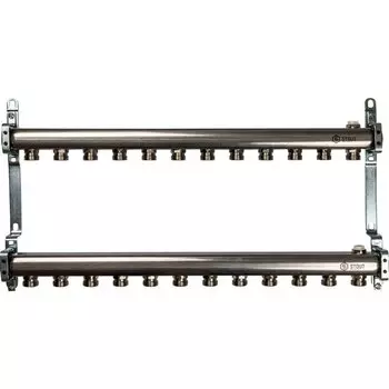 Коллекторная группа 12 выходов 1"-3/4" без расходомера (2возд. 2кронш.) нерж.сталь