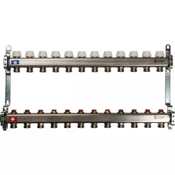 Коллекторная группа 13 выходов 1"-3/4" без расходомера (2кронш.) нерж.сталь