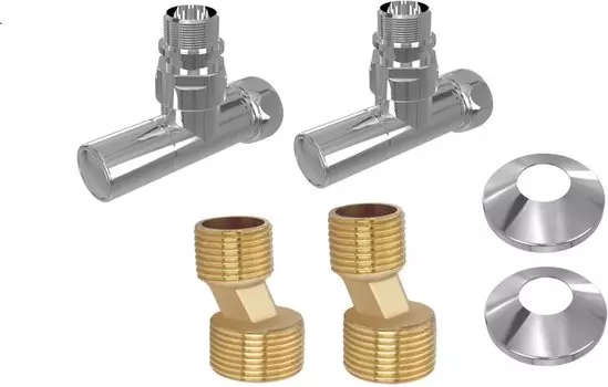 Комплект Акватек AQ 1020CH для водяных полотенцесушителей, 2 шт, хром