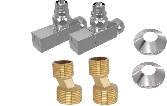 Комплект Акватек AQ 2020CH для водяных полотенцесушителей, 2 шт, хром