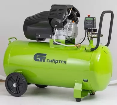 Компрессор Сибртех КК-2200/100, 58009 воздушный 2,2 кВт, 350 л/мин, 100 л, прямой привод, масляный