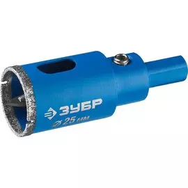 Коронка по кафелю и стеклу Зубр 29850-25 ? 25 мм, HSS-R, быстрорежущая сталь М2(S6-5-2) Р6М5, класс А Р 60, алмазная