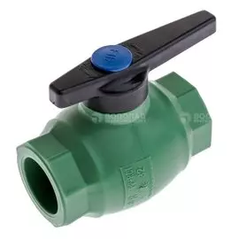 Кран полипропилен 32мм шаровый 25бар, t-95*C зеленый, сварка
