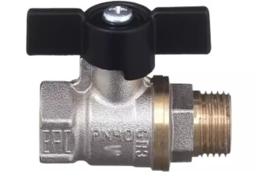 Кран шаровый БАЗ.А31.1.25.НЛМ 1" В-Н бабочка, латунь с никелированным покрытием