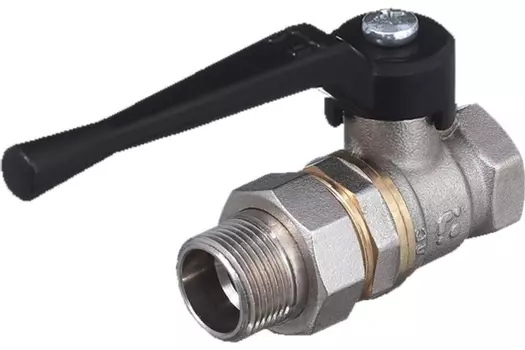 Кран шаровый БАЗ.А.А31.0.25.НЛМ 1" В-Н со сгоном бабочка, латунь с никелированным покрытием