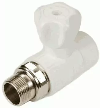 Кран шаровый полипропиленовый Кросс 20х1/2", для радиатора прямой, белый
