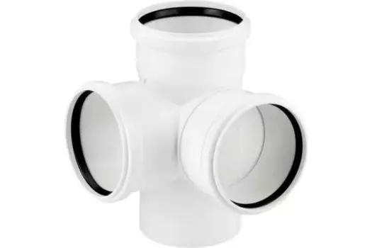 Крестовина канализационная Синикон D 110х110х110х87°, двухплоскостная, полипропилен, бесшумная