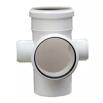 Крестовина канализационная Синикон D 110х110х50х87°, двухплоскостная, полипропилен, бесшумная