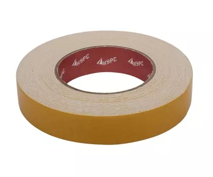 Лента Курс 11790 монтажная клейкая, на вспененной основе, белая, 25 мм х 10 м