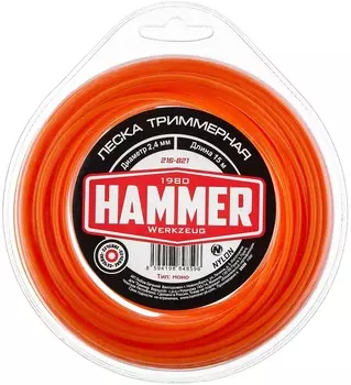 Леска триммерная Нammer 216-821 2.4 мм, 15 м, круглая в блистере