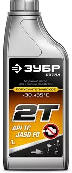 Масло Зубр Extra 70601-1 2Т-П полусинтетическое для 2-тактных двигателей, 1 л