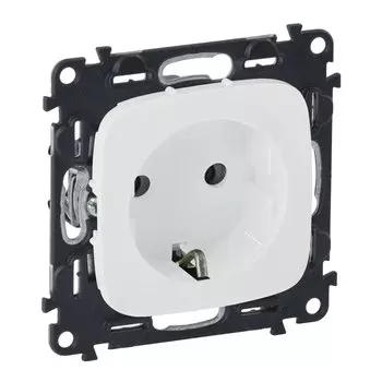 Механизм розетки Valena ALLURE 2К+З 16А 250В с лицевой панелью; безвинтовые зажимы бел.