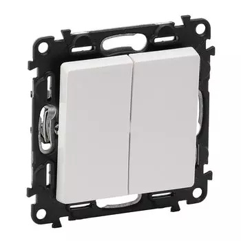 Механизм выключателя 2-кл. Valena LIFE 10А 250В с лицевой панелью; безвинтовые зажимы бел.