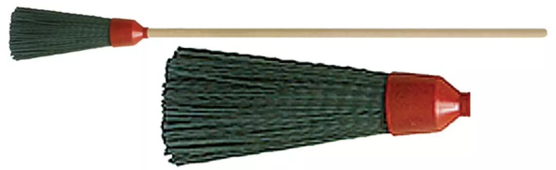 Метла пластиковая Курс 68072, круглая черная с деревянным черенком 120х260х1360 мм