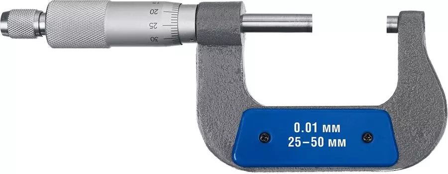 Микрометр Зубр "Профессионал" 34480-50_z02 гладкий механический, МК 50, диапазон 25-50мм, шаг измерения 0,01мм