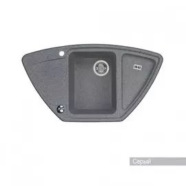 Мойка Акватон Лория 940x520 керамогранит, 1 чаша, угловая, с сифоном, цвет серая