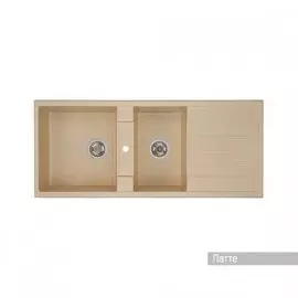 Мойка Акватон Торина 1150x500 керамогранит, 2 чаши, прямоугольная, цвет латте