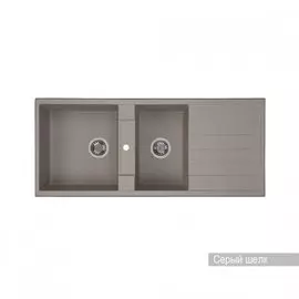 Мойка Акватон Торина 1150x500 керамогранит, 2 чаши, прямоугольная, цвет серый шелк