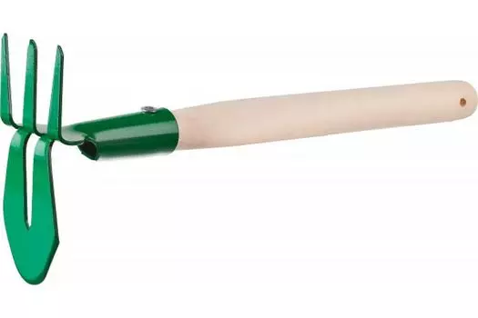 Мотыга-рыхлитель Росток 39625 155x70x425 мм, "лепесток+3 зуба", прямая, с деревянной ручкой