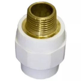 Муфта полипропилен 25х3/4" НР, 25бар, t-95*C белая, сварка