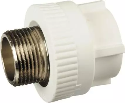 Муфта полипропиленовая Кросс 20х1/2" НР, белая