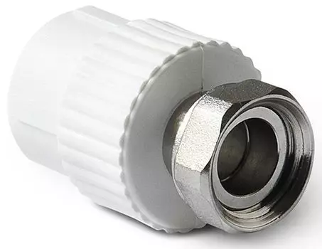 Муфта полипропиленовая Кросс 25х1" ВР, с накидной гайкой , белая