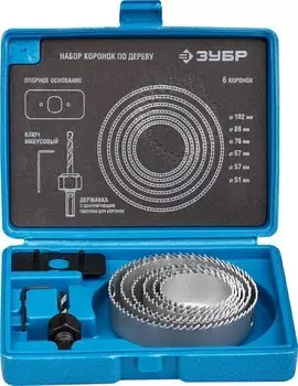 Набор коронок по дереву Зубр 2955-H08 6шт. 51-102мм