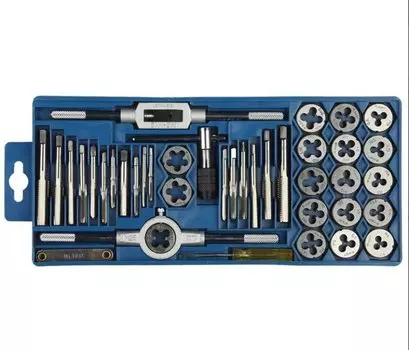 Набор метчиков и плашек в пластиковом боксе Зубр 2810-H40_z01 40 предметов,сталь 9ХС