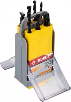 Набор спиральных сверл Зубр 29421-H7-SB по дереву М-образная заточка, 7 шт (4-5-6-7-8-9-10 мм)