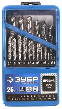 Набор сверл по металлу Зубр ПРОФ-А 29625-H25 25шт(1-13мм)