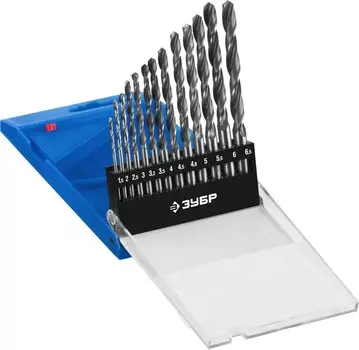 Набор сверл по металлу Зубр Профессионал 29621-H13 ПРОФ-В 13шт(1.5-6.5мм), сталь Р6М5, класс В