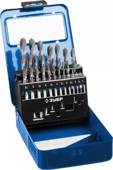 Набор сверл по металлу Зубр Профессионал 29621-H19 ПРОФ-В 19шт(1-10мм), сталь Р6М5, класс В