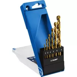 Набор сверл по металлу Зубр Профессионал Титан 29615-H6 сталь Р6М5, класс А, титиновое покрытие, 6шт(2-8мм)