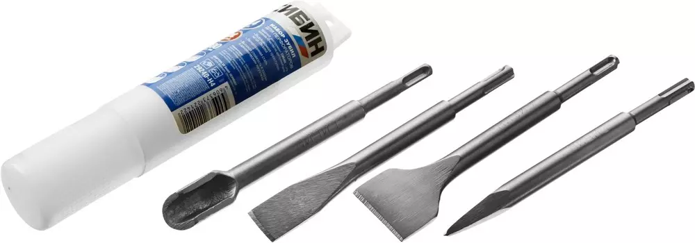 Набор зубил Сибин 29240-H4 200 мм, HSS-R, быстрорежущая сталь М2(S6-5-2) Р6М5, класс А 4 шт., SDS-Plus