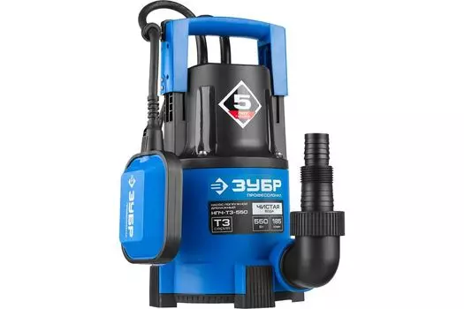 Насос дренажный Зубр Профессионал НПЧ-Т3-550 с минимальным уровнем откачки, 550 Вт