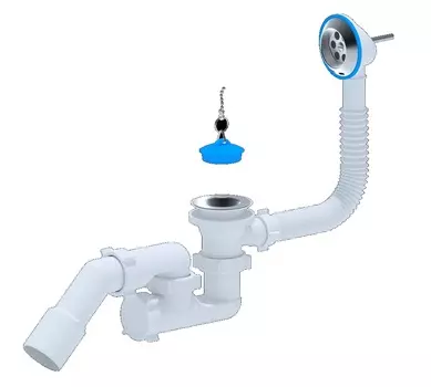 Обвязка для ванны Ани-пласт E251 1.1/2"х40 мм, с выпуском и переливом, с трубкой 45* 40/50 мм