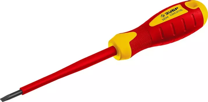 Отвертка диэлектрическая Зубр "Профессионал" "ПРОФИ ЭЛЕКТРИК" 25261-4.0-100_z01 до 1000В, Cr-V, SL 4 x 100 мм