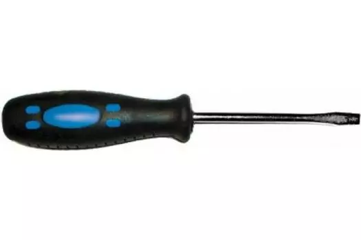 Отвертка Курс Стандарт 54495, CrV сталь, прорезиненная черно-синяя ручка 8х200 мм SL