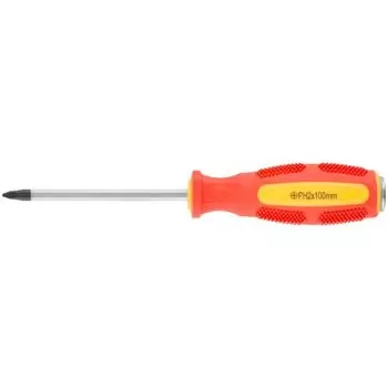Отверткa ударная Курс 55603, CrV сталь, шестигранное сквозное жало с бойком, прорезиненная ручка 6х100 мм PH2