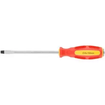 Отверткa ударная Курс 55610, CrV сталь, шестигранное сквозное жало с бойком, прорезиненная ручка 8х150 мм SL