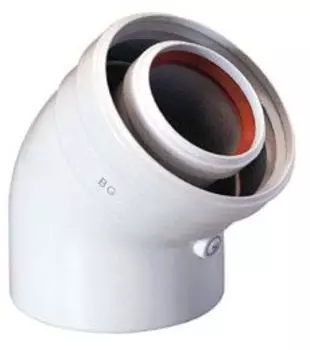 Коаксиальный отвод для промежуточных участков Baxi, 45* D60/100 мм (KHG71410161)