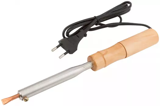 Паяльник Курс 60486, деревянная ручка, плоское жало D=5,8 мм, 60 Вт