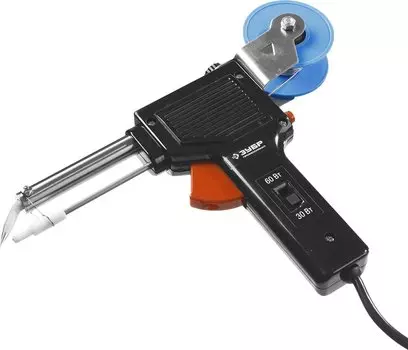 Паяльник Зубр Профессионал 55304-60 с подачей припоя, 2 мощности (30Вт/60Вт), диаметр проволоки припоя от 1 до 3мм
