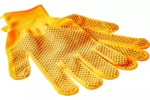 Перчатки 67845 из синтетической нити, ПВХ точка, 13 класс, оранжевые, XL