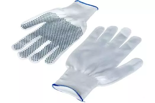 Перчатки 67847 из синтетической нити, ПВХ точка, 13 класс, белые, XL