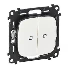 Переключатель двухклавишный Valena ALLURE 10А 250В с подсвет с лицевой панелью; безвинт.зажимы бел.