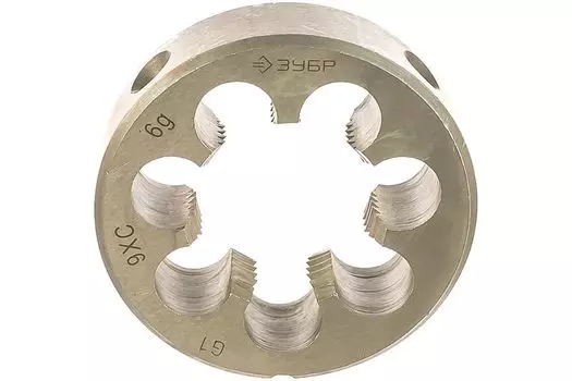 Плашка трубная Зубр 4-28032-1, G 1", сталь 9ХС, круглая ручная